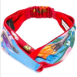 Gucci Women’s Blue Flora Snake Print Headband